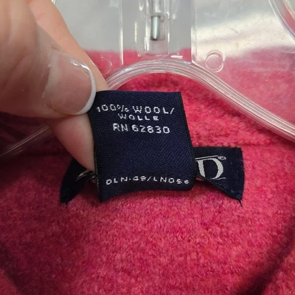 Lands End Boiled Wool Jacket Womens 8 Petite Pink Button Front Preppy Statement - Picture 7 of 8